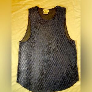 Roseanna Sleeveless Top‎ Black & Blue Textured Rounded Hem Size 6 Oversized